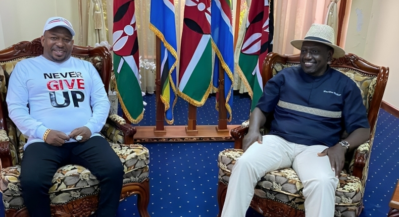 File image of former Nairobi Governor Mike Sonko with President William Ruto