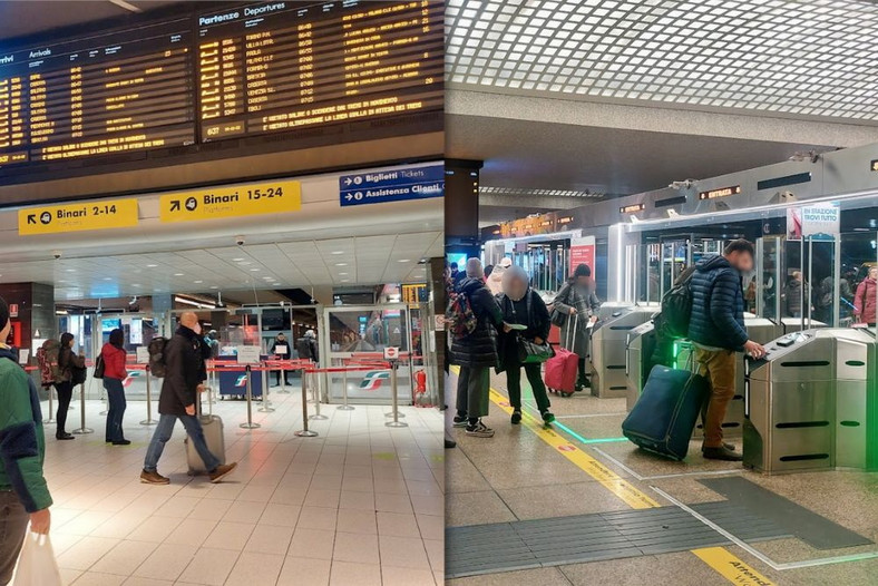 Stacja Napoli Centrale (po lewej) i Roma Termini (po prawej).