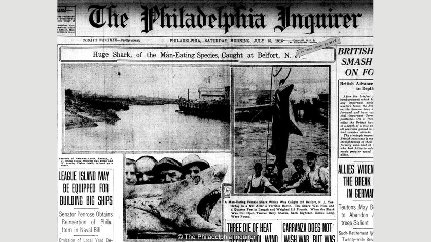 Napadi ajkule na obali Nju Džersija potisnuli su Prvi svetski rat sa naslovnih stranica novina