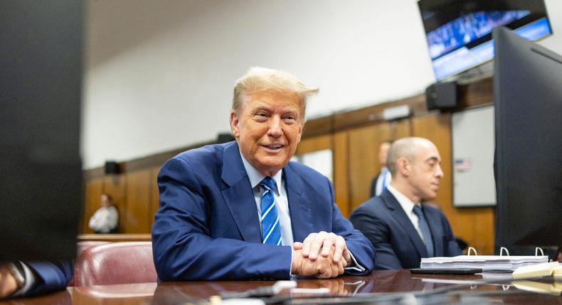 Former US President Donald Trump attends the second day of his New York criminal trial on April 16, 2024.JUSTIN LANE/POOL/AFP via Getty Images