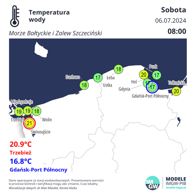 Temperatura wody w Bałtyku w sobotę rano