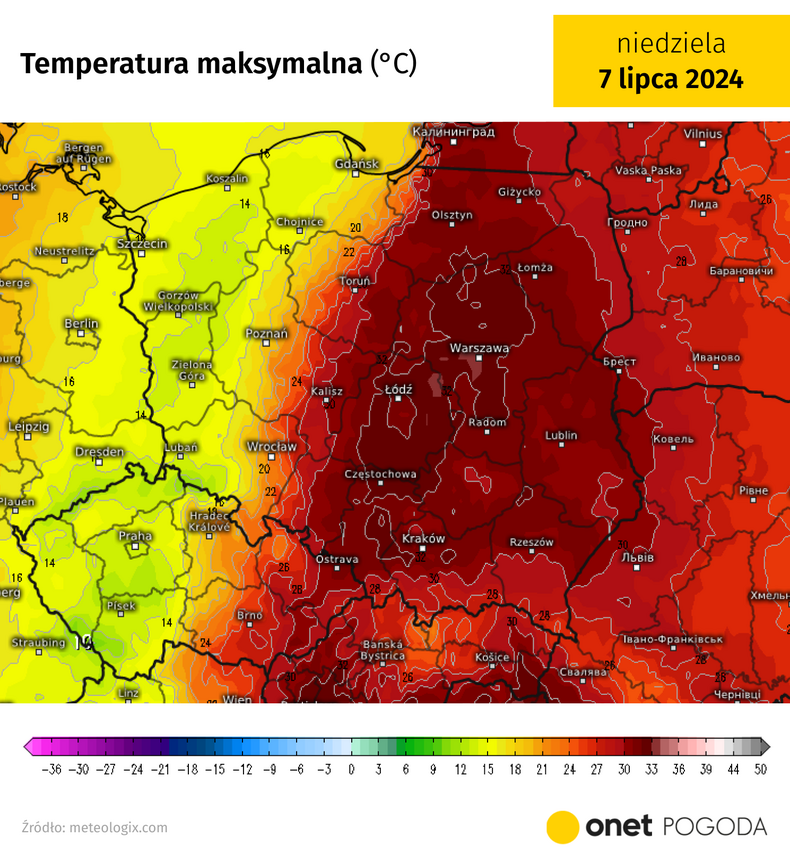 W niedzielę nad Polską zarysuje się bardzo duża różnica temperatury