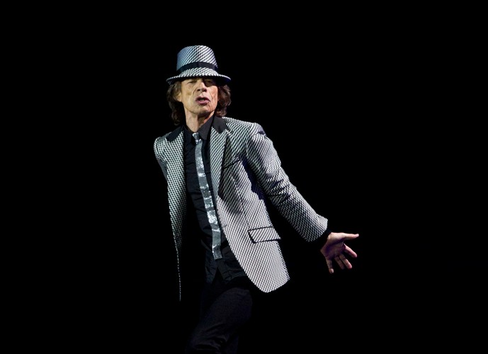 Mick Jagger podczas koncertu w O2 Arenie
