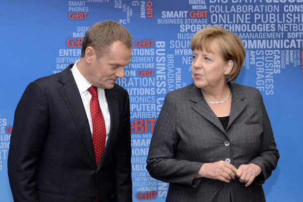 Otwarcie polskiego powilonu na targach CEBIT przez premiera Donalda Tuska i kanclerz Angelę Merkel