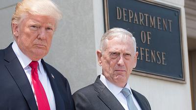 Donald Trump and James Mattis at the Pentagon for National Security Meeting