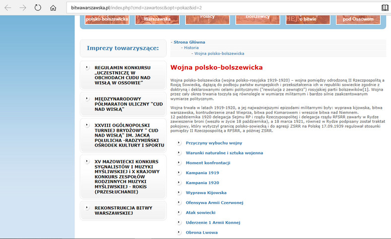 screen strony Bitwa Warszawska