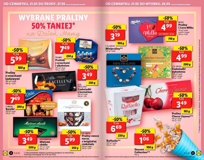 "Wybrane praliny 50% taniej" to sztandarowa promocja Lidla na Dzień Matki