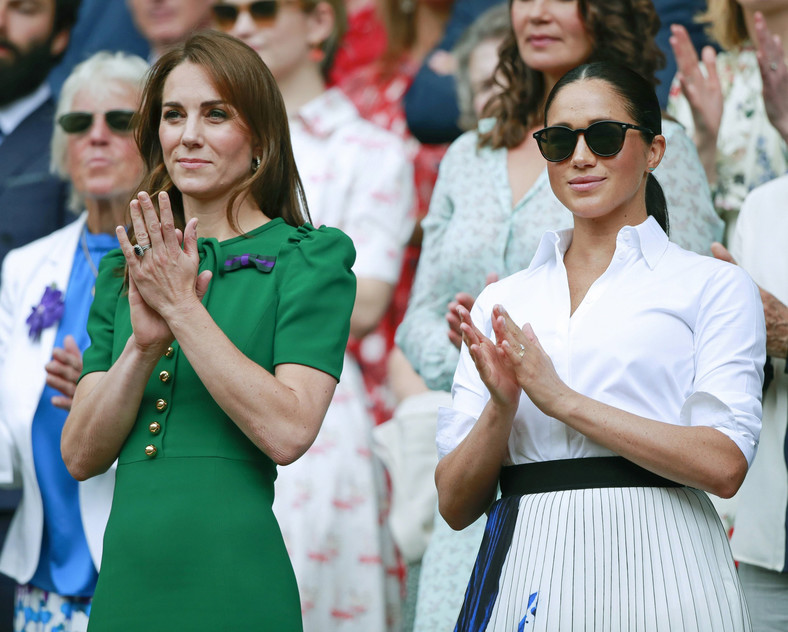 Meghan Markle i księżna Kate na Wimbledonie w 2018 r.