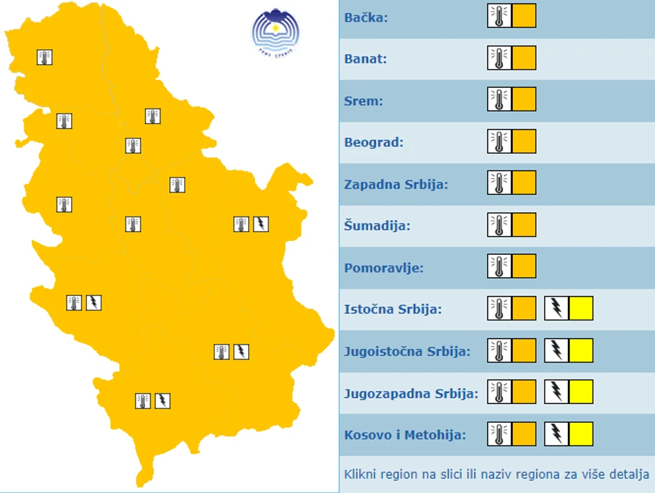 Meteoalarm za danas:Toplo, a od sutra i pljuskovi i grmljavine...