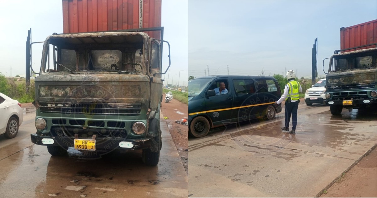 Cargo truck carrying hazardous goods catches fire on motorway, causes traffic jam - Vimarsana News