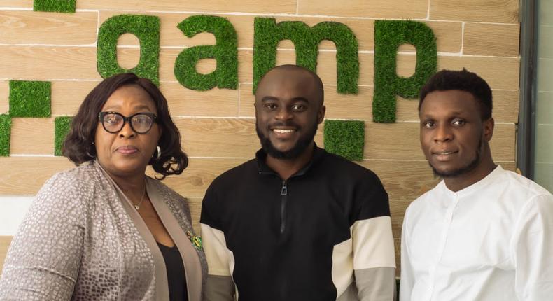 From L - R, COO/Co-founder, Temitope Ige-Isang; Gamp CEO/Co-founder, Bolu Omotayo; and CTO/Co-founder, Toluwani Famokunwa.
