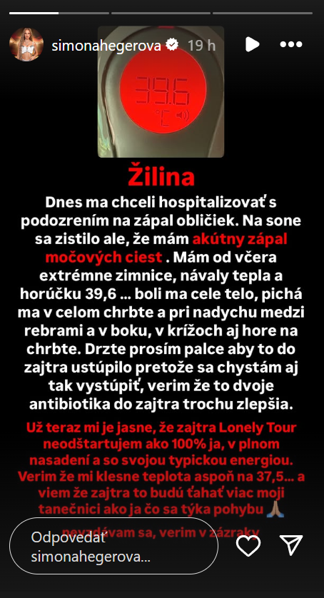 Speváčka Sima odhalila svoj vážny stav.