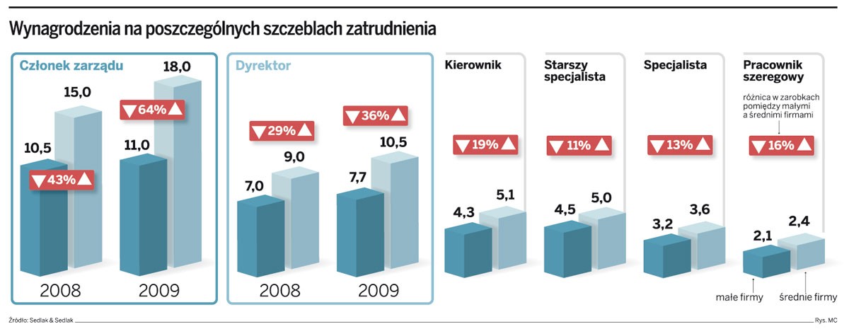 Wynagrodzenia na poszczególnych szczeblach zatrudnienia