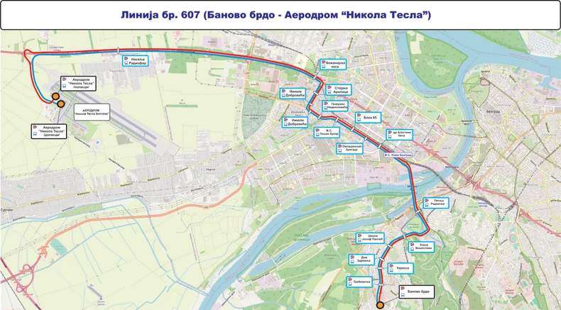 607 - Banovo brdo - Aerodrom Nikola Tesla