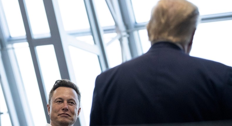 Tesla and SpaceX CEO Elon Musk and former President Donald Trump.AP Photo/Alex Brandon