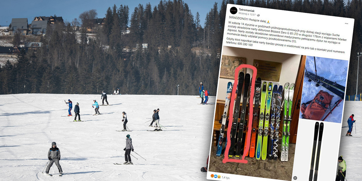 Ktoś ukradł narty ratownikowi medycznemu, gdy udzielał pomocy poszkodowanej osobie.