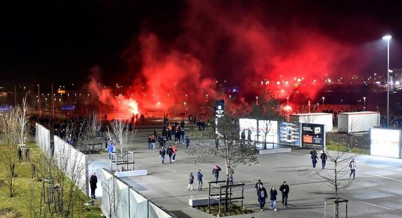 The punishment was originally handed down in August 2018 following scenes of mob violence ahead of a Europa League home game against CSKA Moscow in March (pictured)