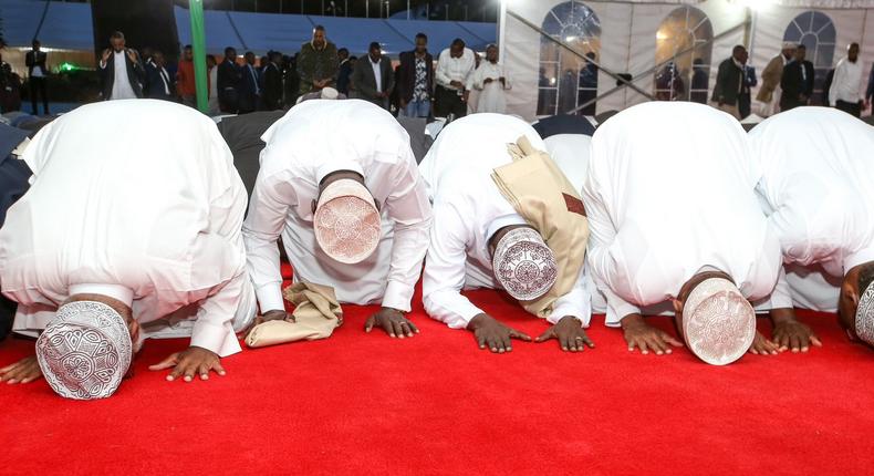 President William Ruto and Deputy President Rigathi Gachagua joined Iftar prayers at KICC, Nairobi on April 11, 2023