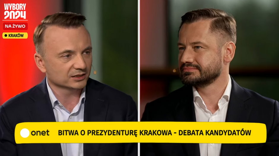 Kandydaci na prezydenta Krakowa Łukasz Gibała i Aleksander Miszalski