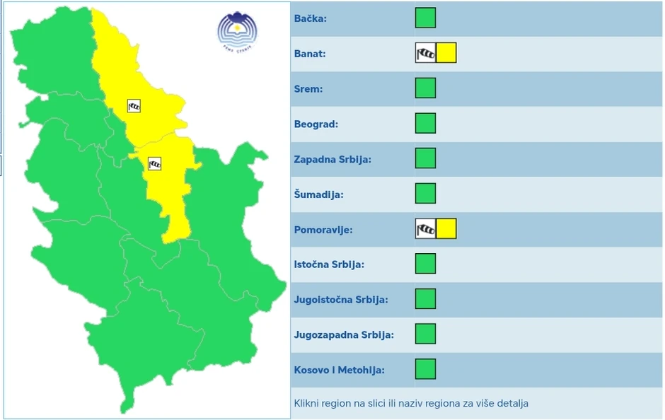 Meteoalarm za subotu