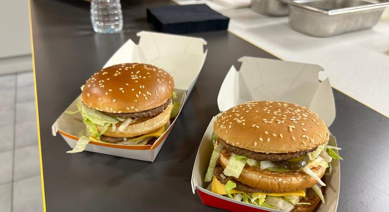 The new and the old Big Mac burgers.Harry Kersh / Business Insider