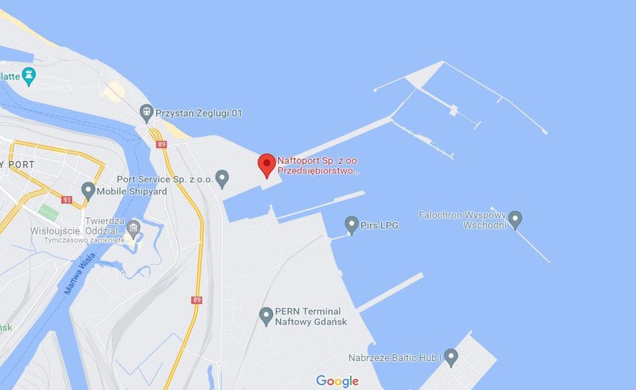 Naftoport na mapach Google