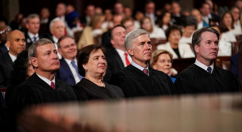 Supreme Court Justices John Roberts, Elena Kagan, Neil Gorsuch and Brett Kavanaugh.Doug Mills/The New York Times via AP, Pool