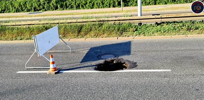 Zapadła się jezdnia na Wisłostradzie. Poważne utrudnienia