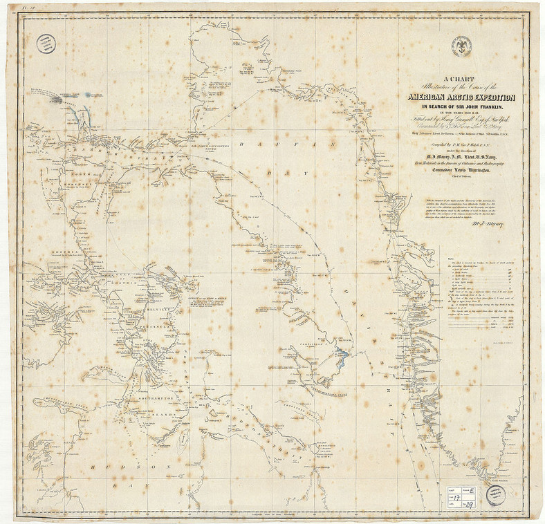 Mapa wypraw poszukiwawczych w latach 1850–1851