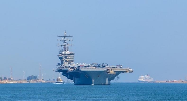 The Dwight D. Eisenhower Carrier Strike Group in the Middle East in an undated picture shared by the US Central Command.USCENTCOM