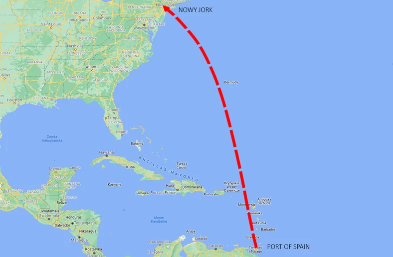 Ostatnia prosta. Odcinek z Port of Spain do Nowego Jorku