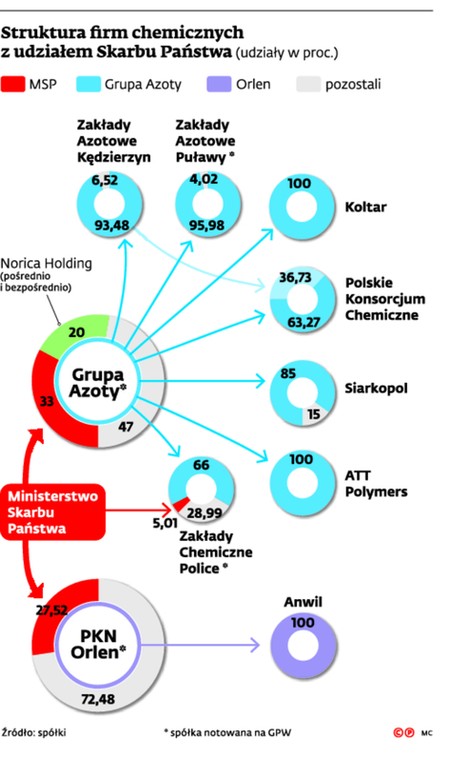 Struktura firm chemicznych z udziałem Skarbu Państwa