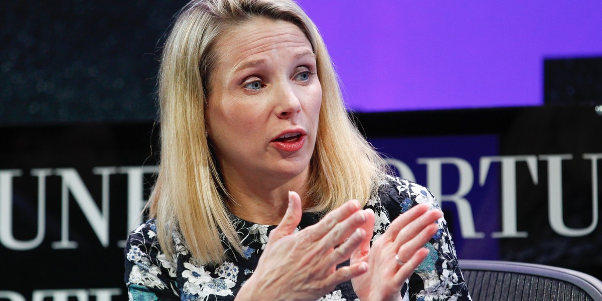 Marissa Mayer speaks during the Fortune Global Forum - Day2 at the Fairmont Hotel on November 3, 2015 in San Francisco, California.