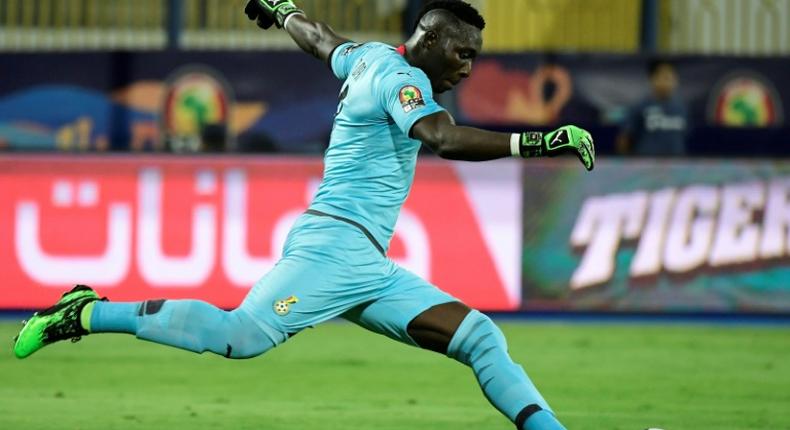 Maritzburg United goalkeeper Richard Ofori takes a goal kick for Ghana during the 2019 Africa Cup of Nations in Egypt