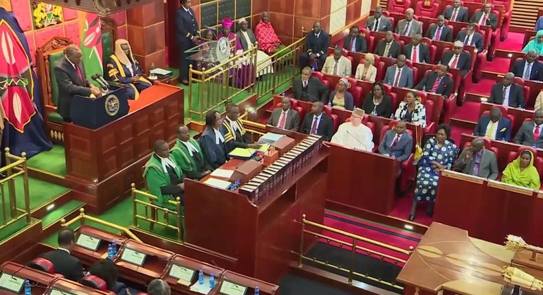 File image of MPs in parliament being addressed by President Uhuru Kenyatta Ikolomani MP Bernard Shinali's first born son has passed on after drowning in a simming pool