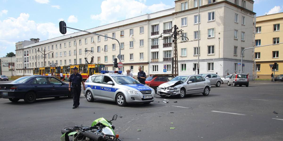 Wypadek na Żeligowskiego w Łodzi.