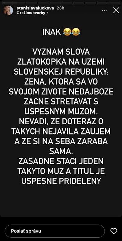 Stanka reagovala na reči o zlatokopke.
