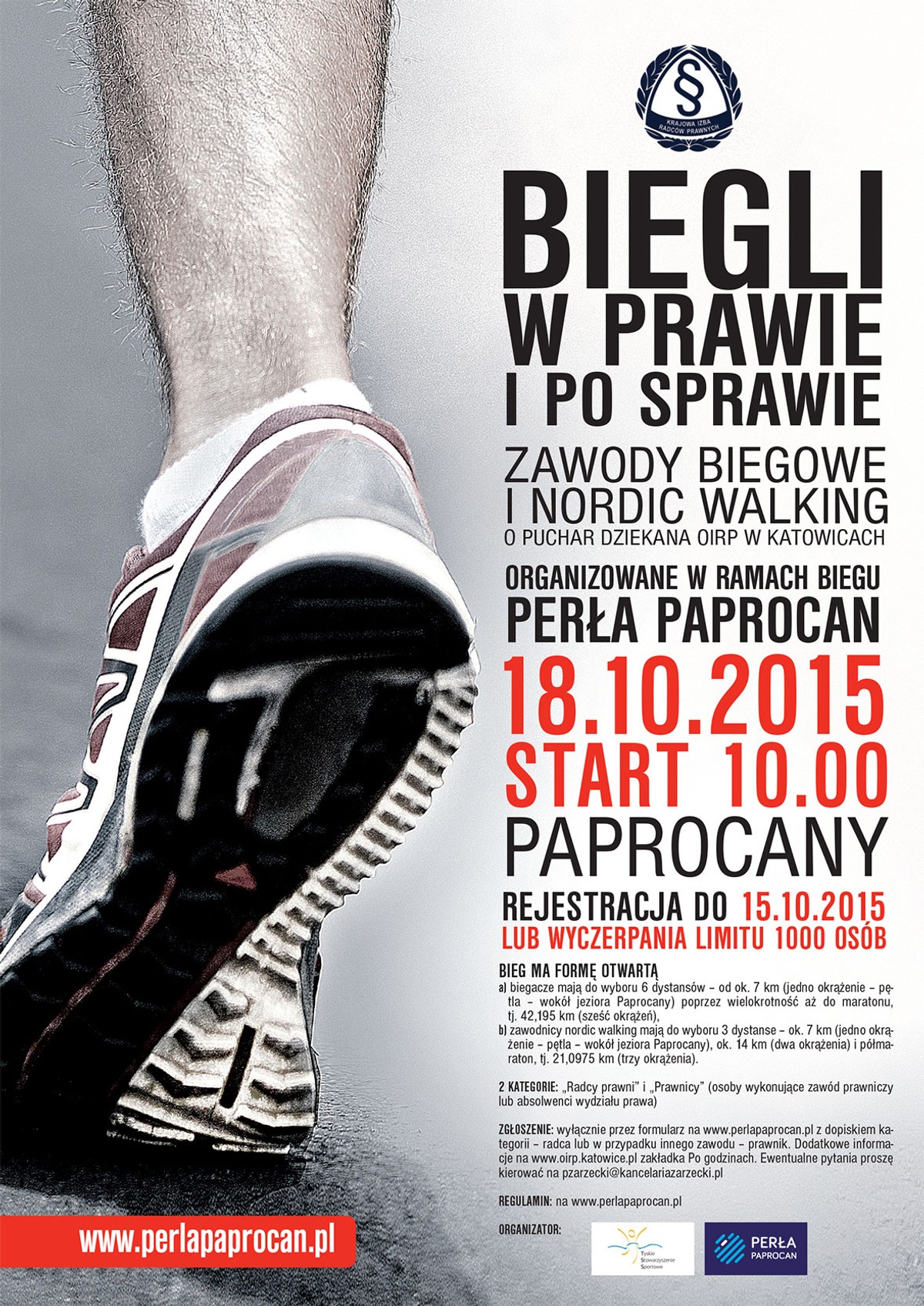 Zawody biegowe i nordic walking - plakat