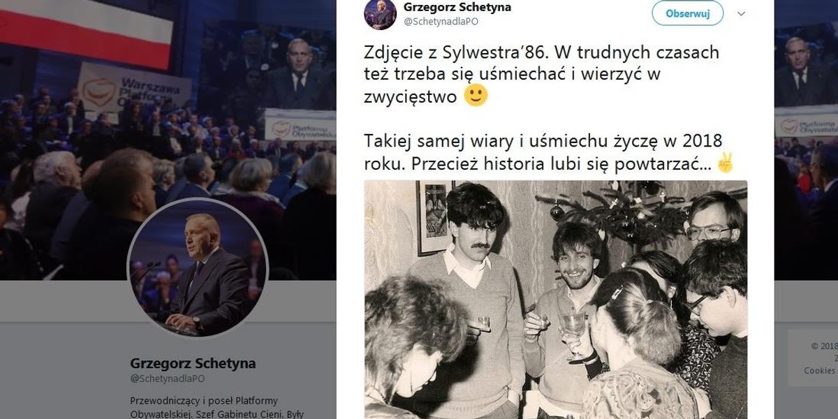 Schetyna pokazał balangę sprzed lat. O jego imprezowaniu krążą legendy