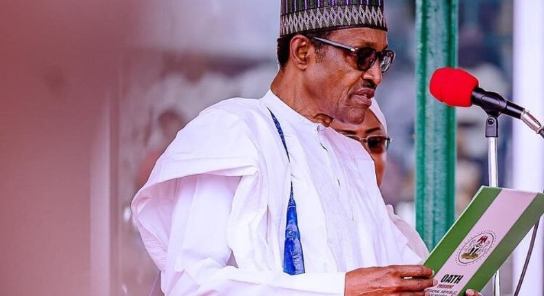 President Muhammadu Buhari during his swearing in for a second term in office (Twitter @NGRPresident)