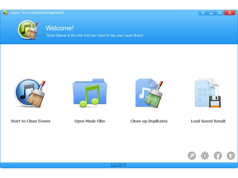 Główne okno programu do zarządzania biblioteką muzyczną -  Leawo Tunes Cleaner
