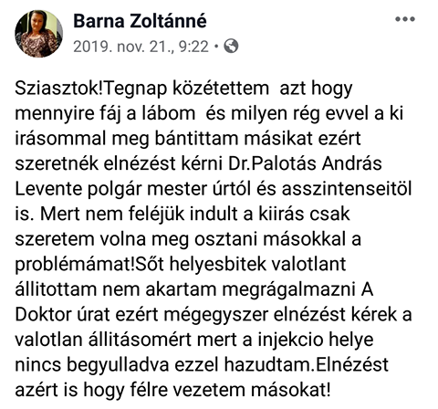 A nő azt mondja, hogy orvosa utasította, hogy nyilvánosan kérjen elnézést 