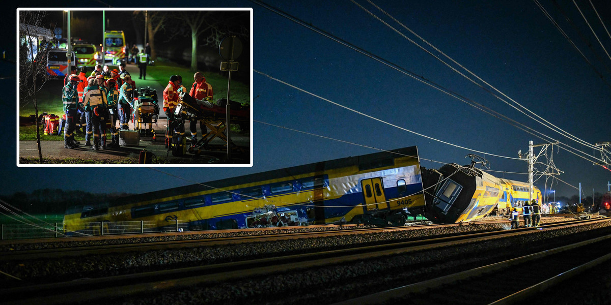 Katastrofa kolejowa w Holandii. Pociąg wjechał w sprzęt budowlany.