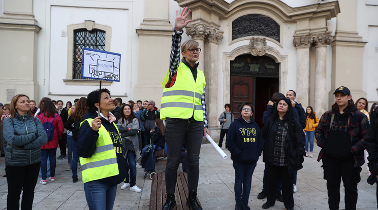 Diáktüntetés és élőlánc budapesten, a kirúgott pedagógusokért / Fotó: Czerkl Gábor