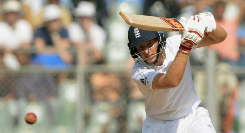 England's Joe Root plays a shot on the fourth day of the fourth Test match against India at the Wankhede stadium in Mumbai on December 11, 2016