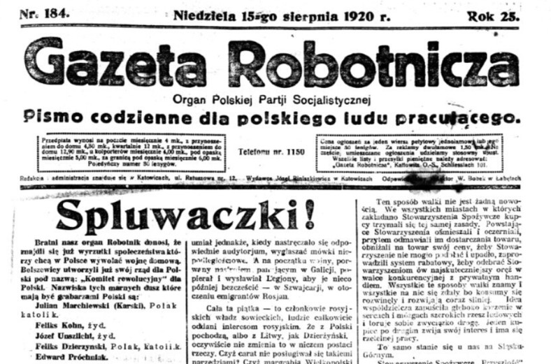 Gazeta Robotnicza - 15 sierpnia 1920 r