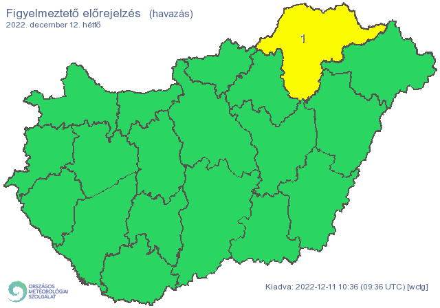 Hétfőn hó miatt adtak ki elsőfokú vészjelzést / Fotó: met.hu