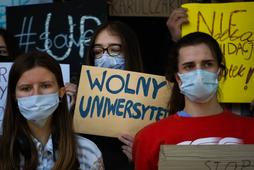 Protest studentów. Uniwersytet Pedagogiczny w Krakowie