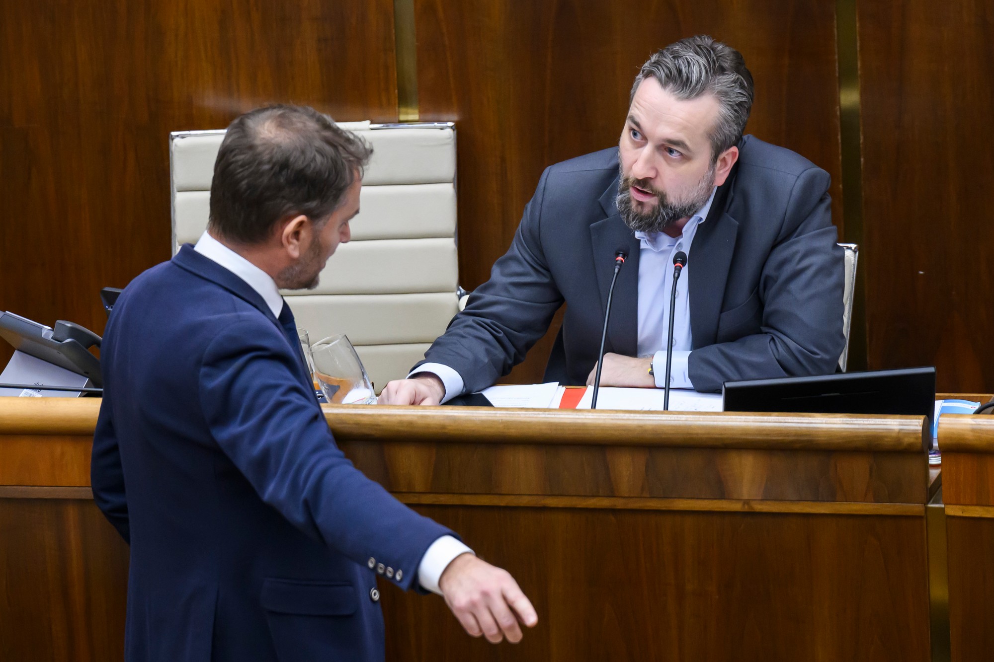 Zľava Igor Matovič (hnutie Slovensko) a podpredseda NRSR Ľuboš Blaha.