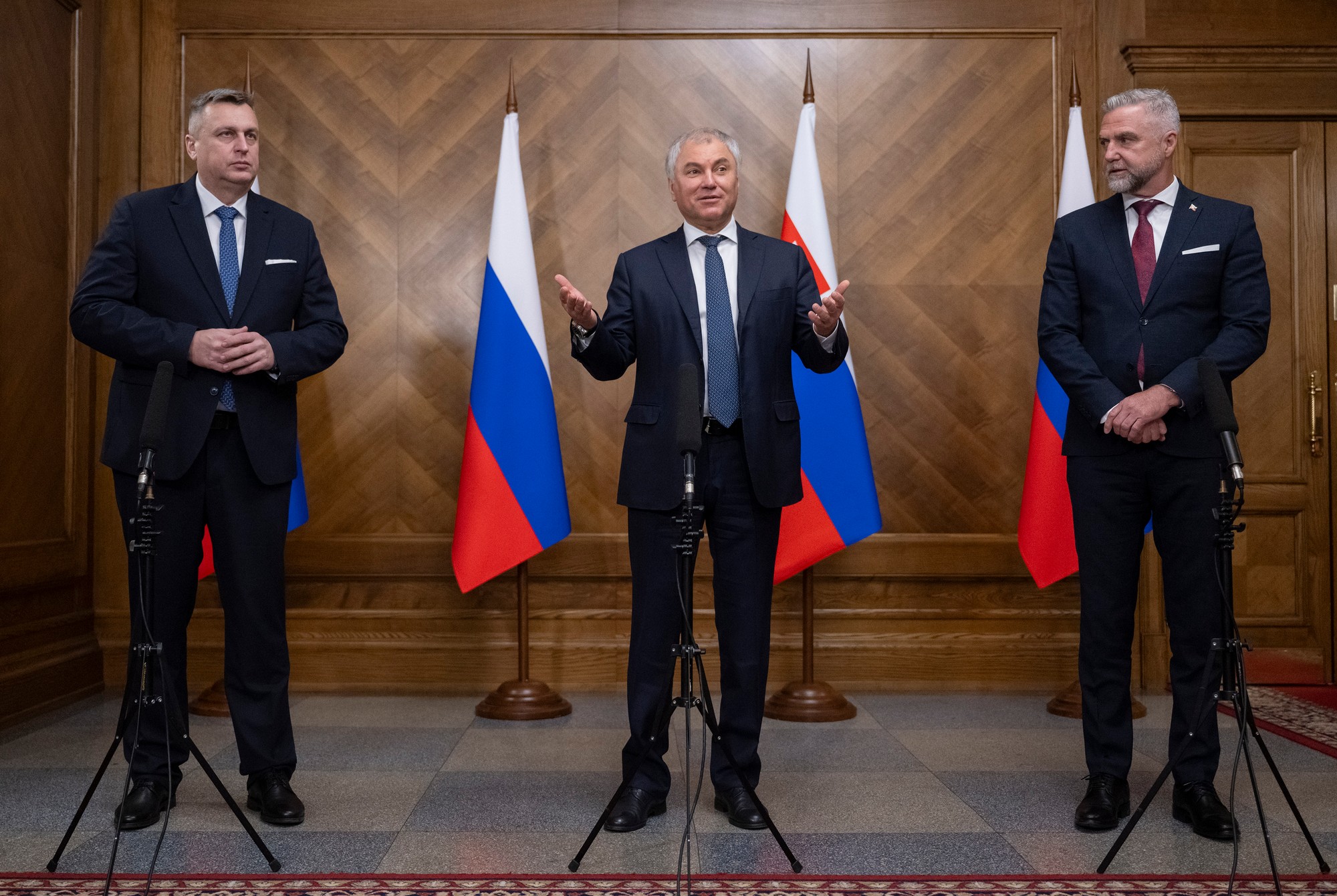 Tibor Gašpar a Andrej Danko sa v Moskve stretli s predsedom ruskej Štátnej Dumy Vjačeslavom Volodinom.